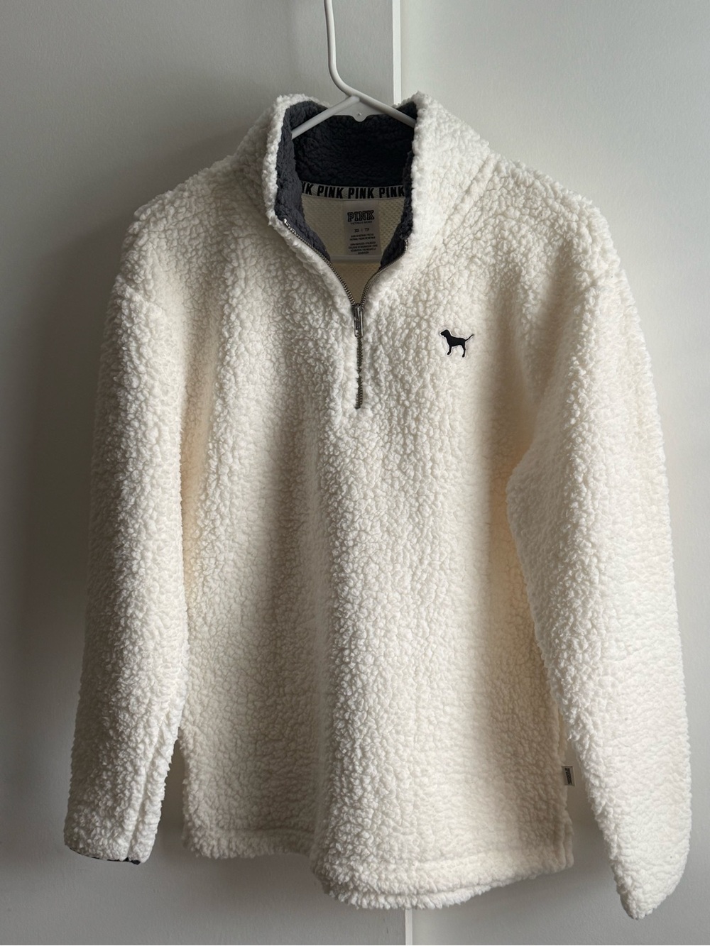 PINK Victoria's Secret Cream Sherpa Half-Zip Pullover